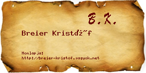Breier Kristóf névjegykártya